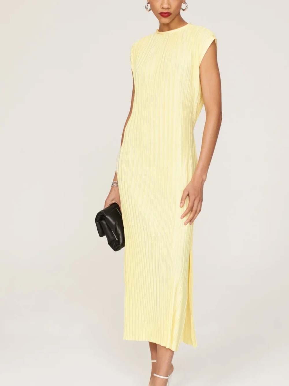 Atlein Plisse Midi Dress Women Size XL